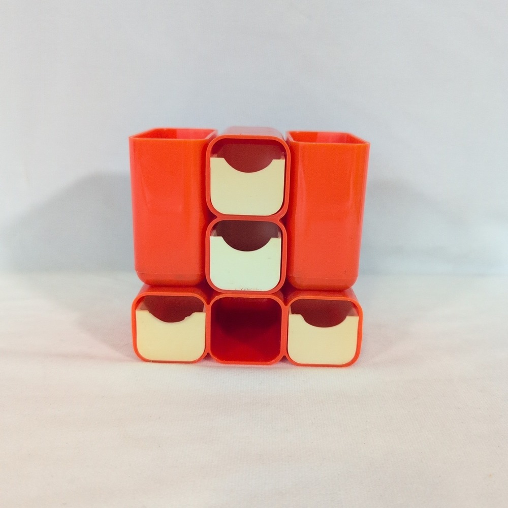 Orange Modular Desk Organizer with Cream Drawers - Home Office